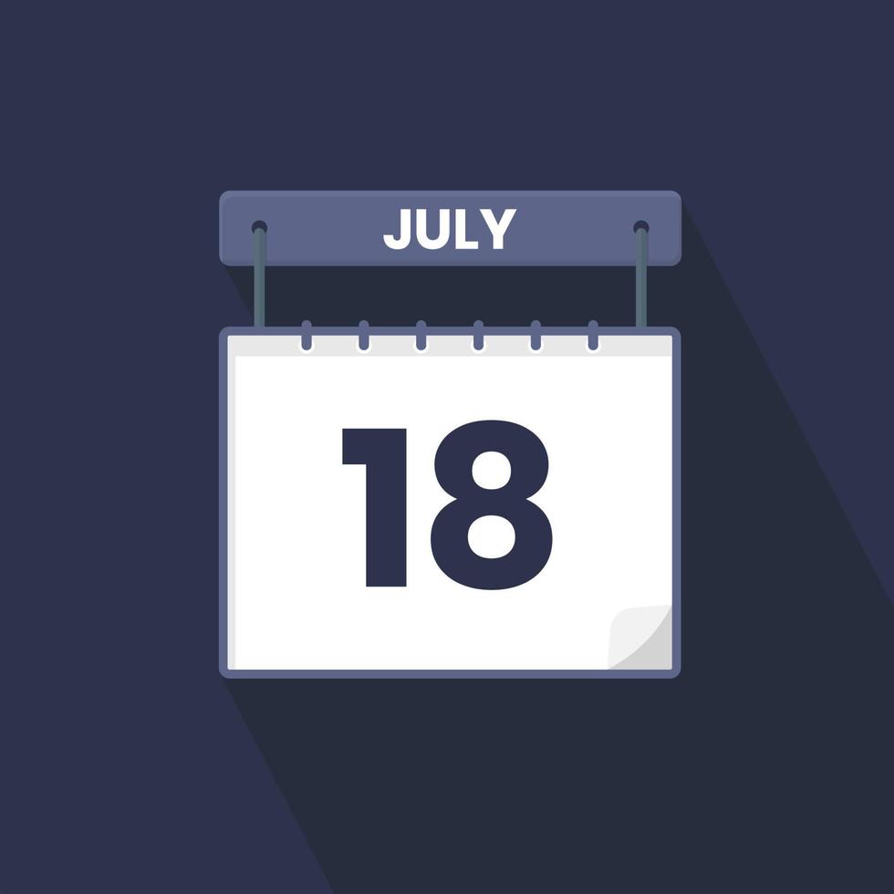 Icône du calendrier du 18 juillet. 18 juillet calendrier date mois icône vecteur illustrateur
