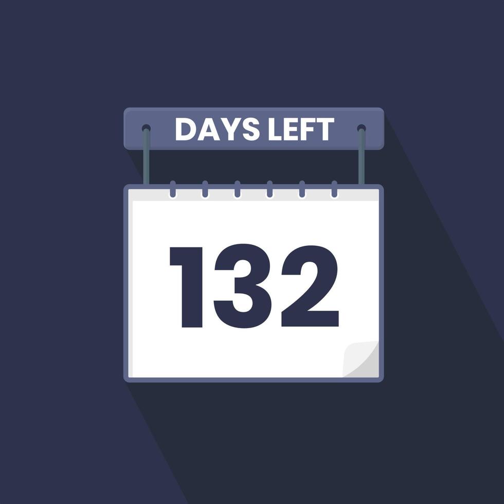 132 jours de compte à rebours restant pour la promotion des ventes. 132 jours restants avant la bannière de vente promotionnelle vecteur