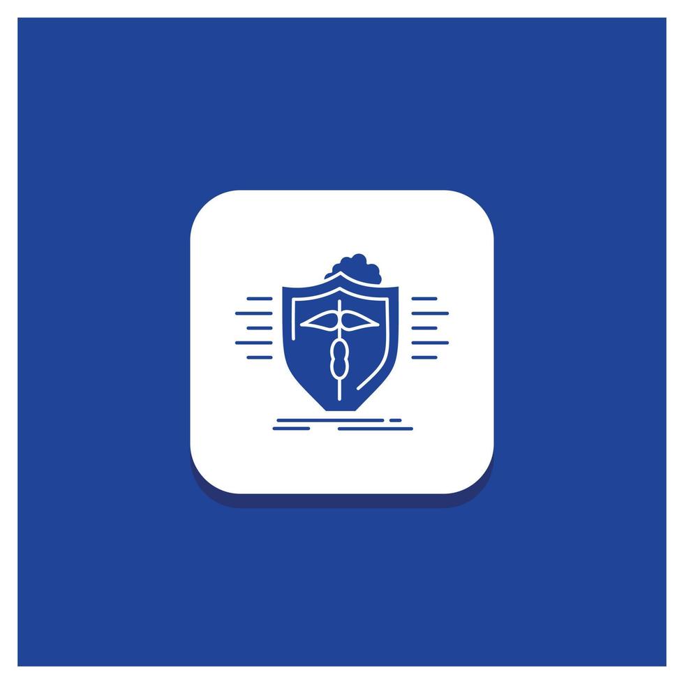 bouton rond bleu pour l'assurance. santé. médical. protection. icône de glyphe de sécurité vecteur