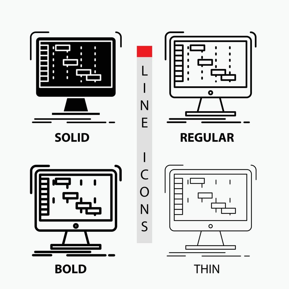 ableton. application. choucas. numérique. icône du séquenceur en fin. habituel. ligne en gras et style de glyphe. illustration vectorielle vecteur