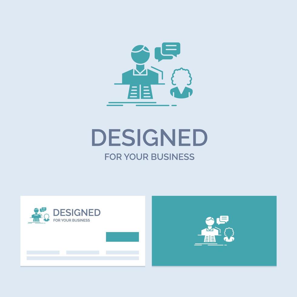 consultation. discuter. réponse. Contactez. soutenir le symbole d'icône de glyphe de logo d'entreprise pour votre entreprise. cartes de visite turquoise avec modèle de logo de marque. vecteur