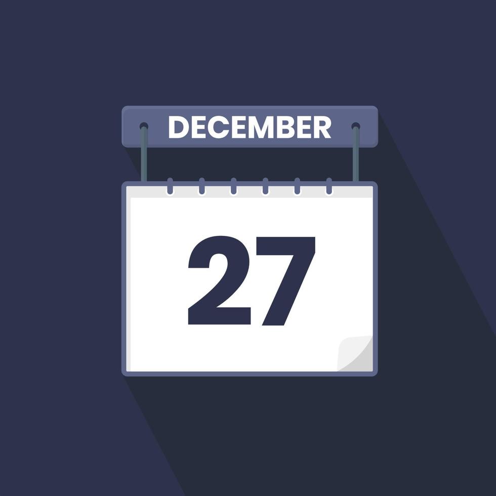 Icône de calendrier du 27 décembre. 27 décembre calendrier date mois icône vecteur illustrateur