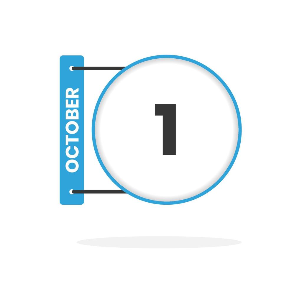 icône du calendrier du 1er octobre. date, mois calendrier icône illustration vectorielle vecteur