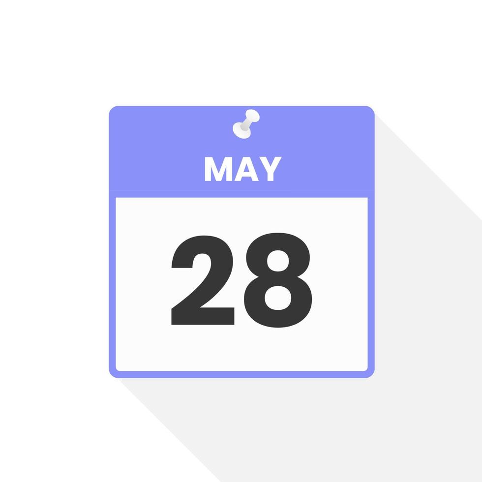 icône du calendrier du 28 mai. date, mois calendrier icône illustration vectorielle vecteur