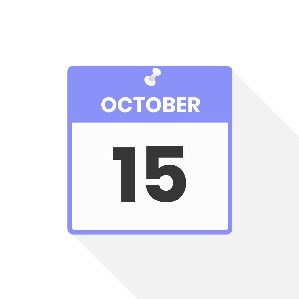 icône du calendrier du 15 octobre. date, mois calendrier icône illustration vectorielle vecteur