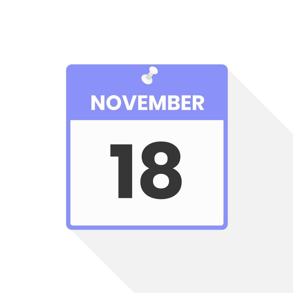 icône du calendrier du 18 novembre. date, mois calendrier icône illustration vectorielle vecteur