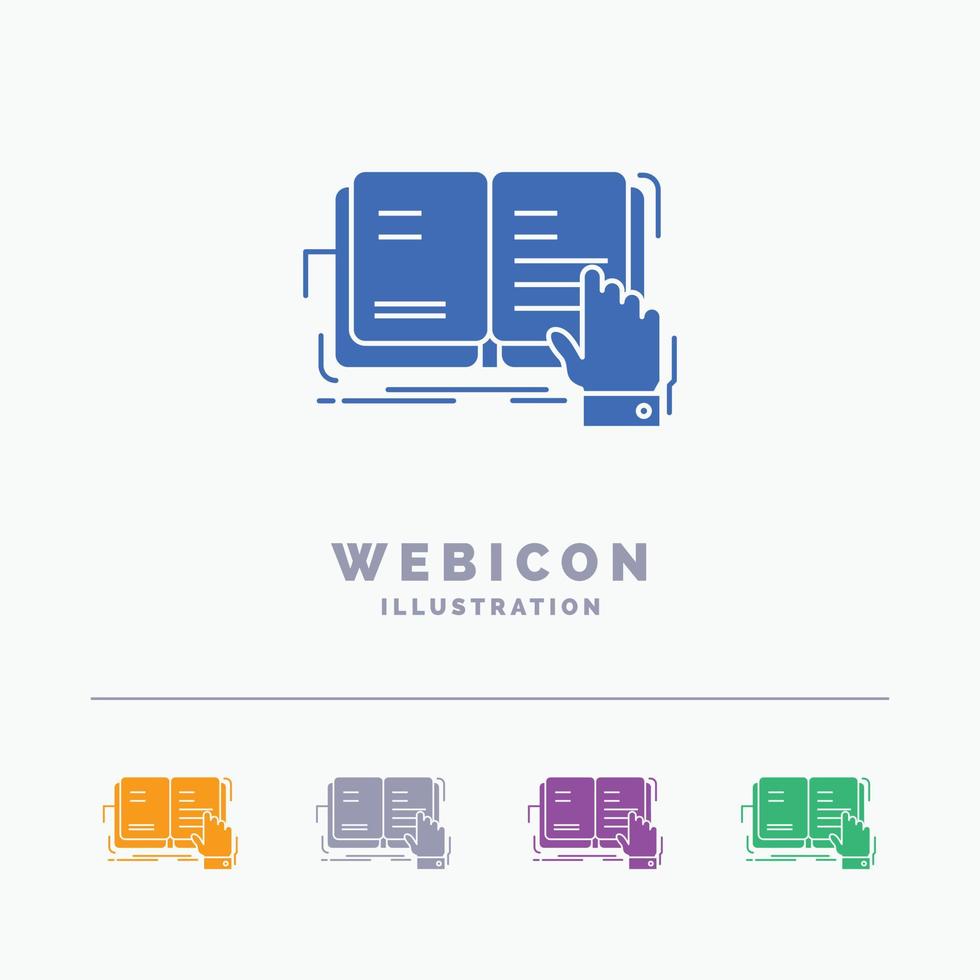 livre. leçon. étude. Littérature. lecture du modèle d'icône web glyphe 5 couleurs isolé sur blanc. illustration vectorielle vecteur