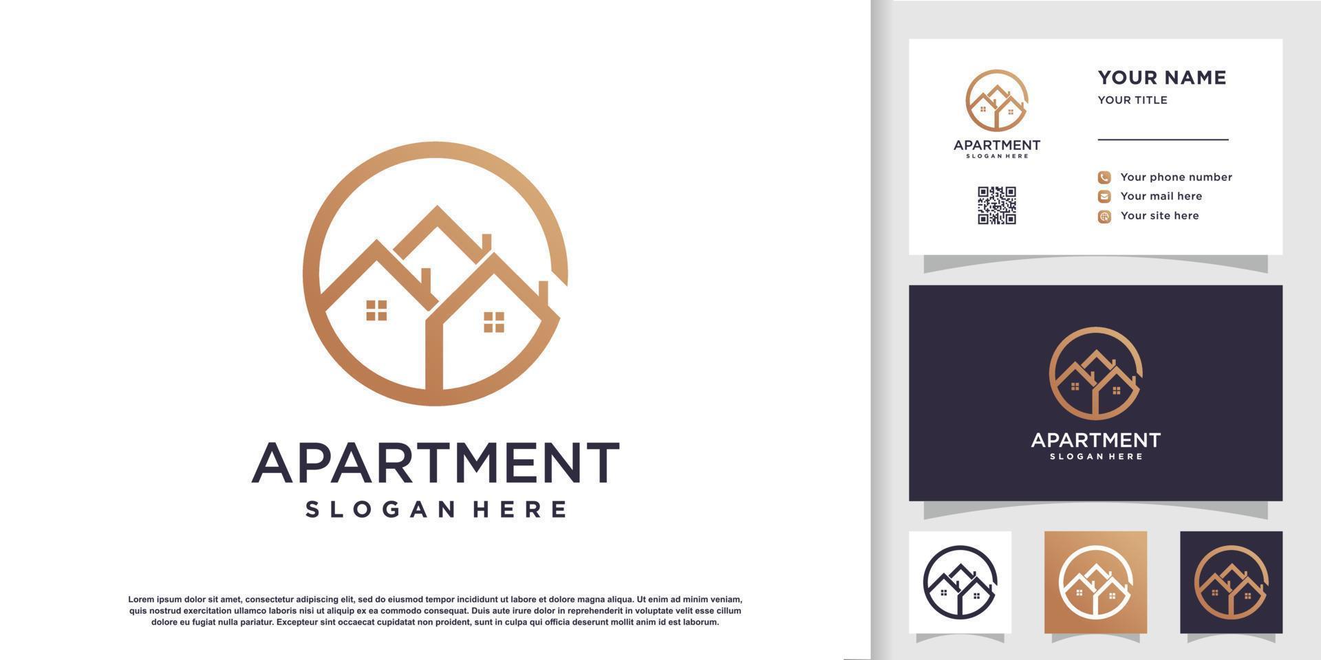 concept de logo d'appartement avec vecteur premium de style moderne