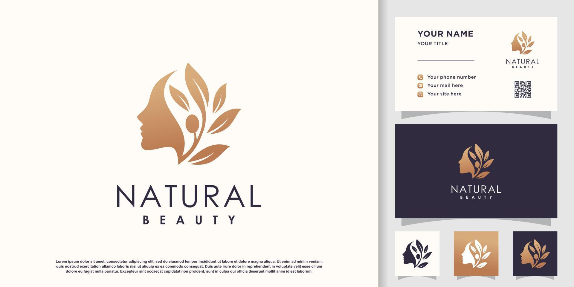 vecteur de conception de logo de beauté naturelle pour vecteur premium femme