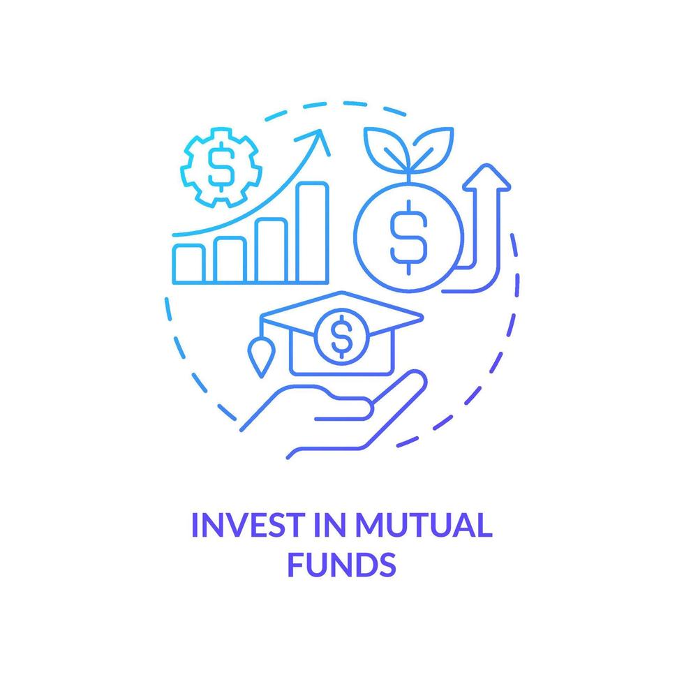 investir dans l'icône de concept de gradient bleu de fonds communs de placement. gestion financière. moyen d'économiser pour l'illustration de la ligne mince de l'idée abstraite du collège. dessin de contour isolé. vecteur