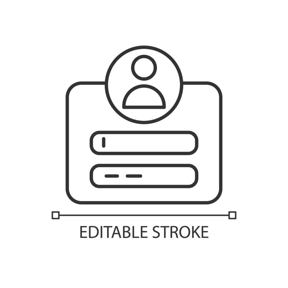 page de connexion pour l'icône linéaire du site Web. donnant accès au site. la gestion. entrez login et mot de passe. illustration de la ligne mince. symbole de contour. dessin de contour vectoriel. trait modifiable. vecteur