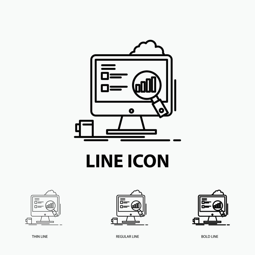 analytique. planche. présentation. portable. icône de statistiques en mince. style de ligne régulier et audacieux. illustration vectorielle vecteur