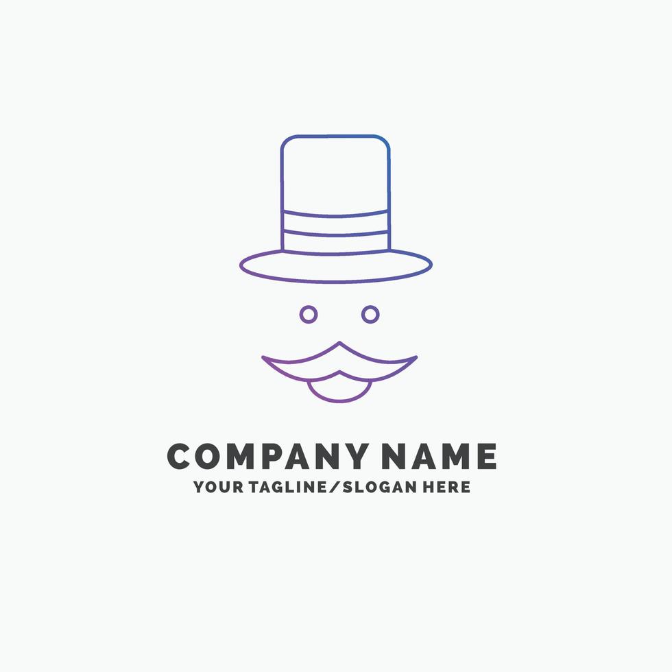 moustache. branché. movember. chapeau. modèle de logo d'entreprise violet hommes. place pour le slogan vecteur