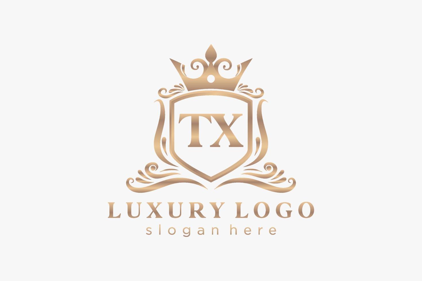 modèle initial de logo de luxe royal de lettre tx dans l'art vectoriel pour le restaurant, la royauté, la boutique, le café, l'hôtel, l'héraldique, les bijoux, la mode et d'autres illustrations vectorielles.