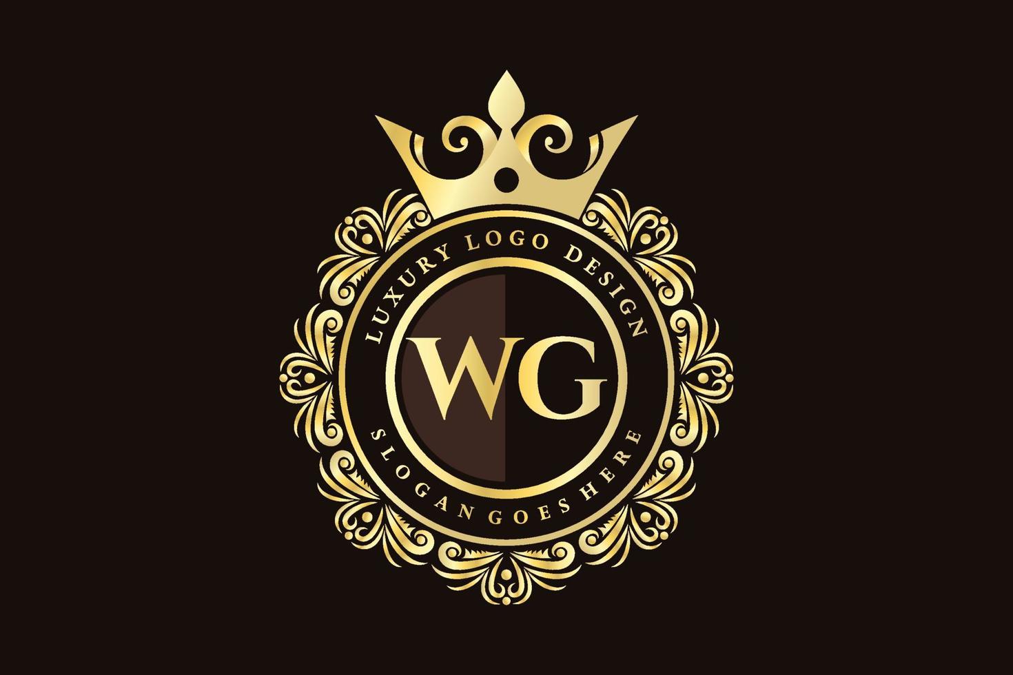 wg lettre initiale or calligraphique féminin floral monogramme héraldique dessiné à la main antique vintage style luxe logo design vecteur premium