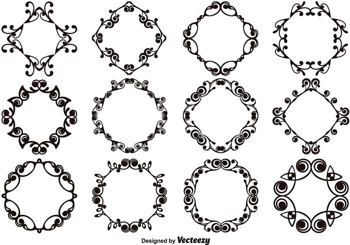 Ensemble de modèles et de monogrammes décoratifs vecteur