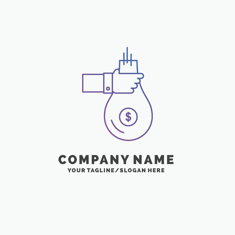 sac. finance. donner. investissement. argent. offre un modèle de logo d'entreprise violet. place pour le slogan vecteur