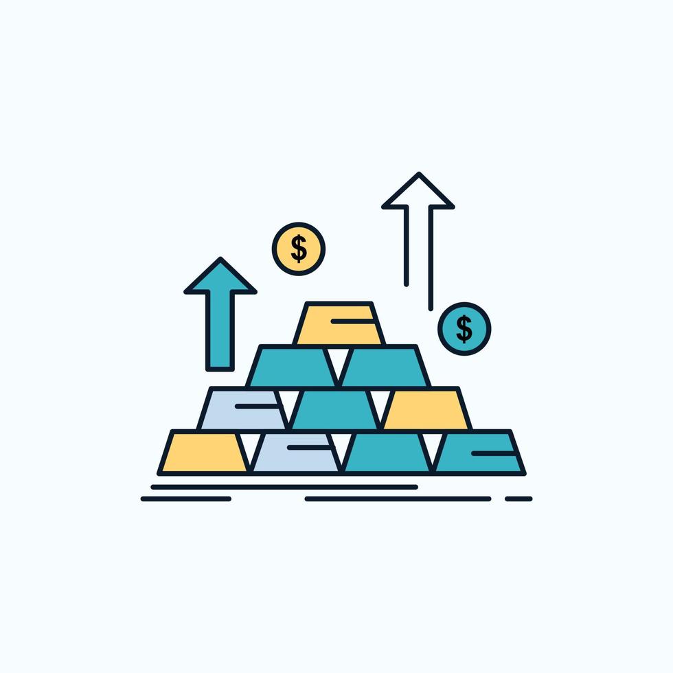 or. pièce de monnaie. en espèces. argent. icône plate de croissance. signe et symboles verts et jaunes pour le site Web et l'application mobile. illustration vectorielle vecteur