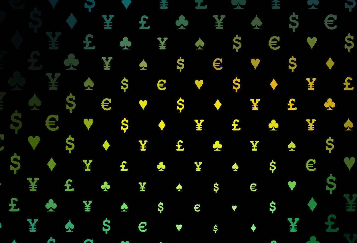 modèle vectoriel bleu foncé et jaune avec des symboles de poker.