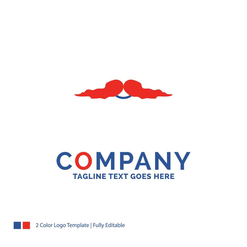 création de logo de nom de société pour moustache. branché. movember. Masculin. Hommes. conception de nom de marque bleu et rouge avec place pour le slogan. modèle de logo créatif abstrait pour petites et grandes entreprises. vecteur