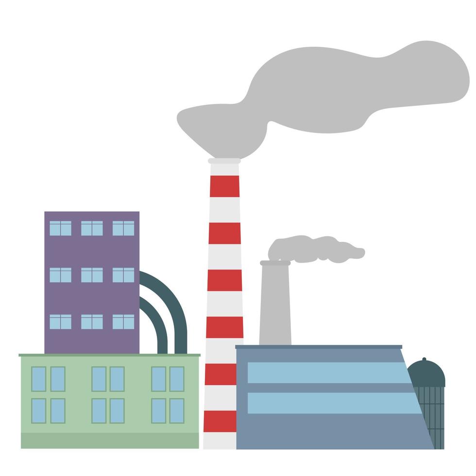 usine, entreprise industrielle, pollution de l'air, atelier, tuyaux. illustration vectorielle. vecteur