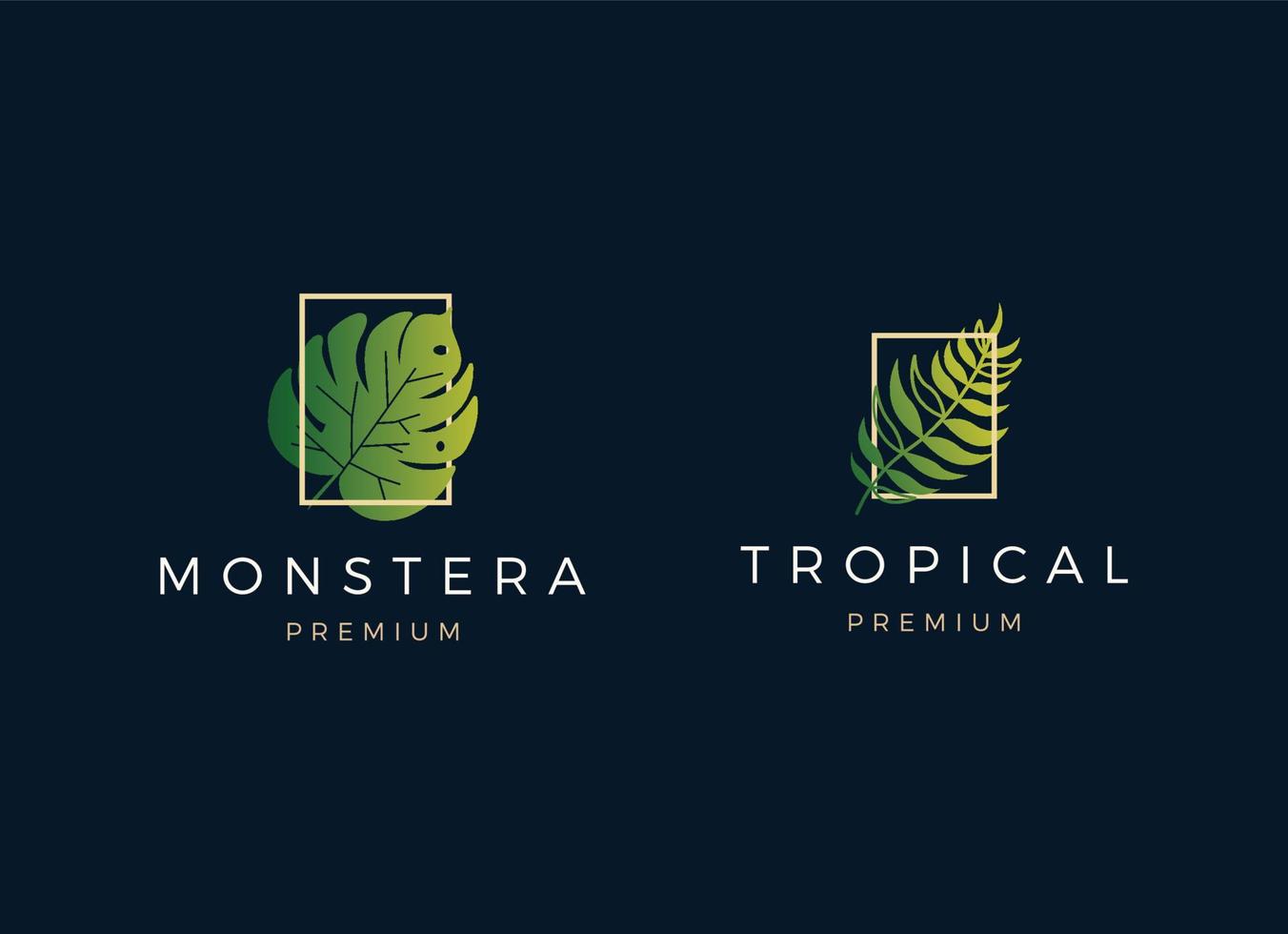 modèle de conception de logo de feuille tropicale exotique et de luxe. vecteur