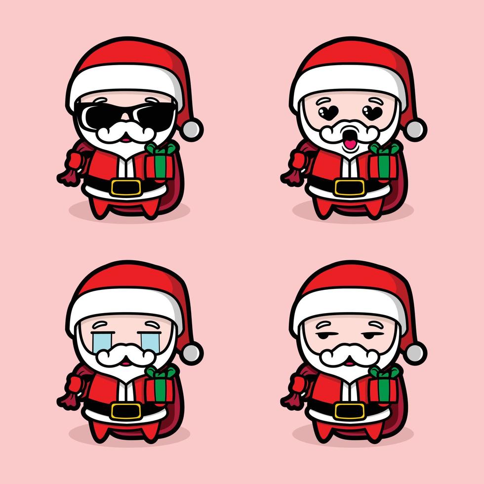 illustration vectorielle d'emoji mignon du père noël vecteur