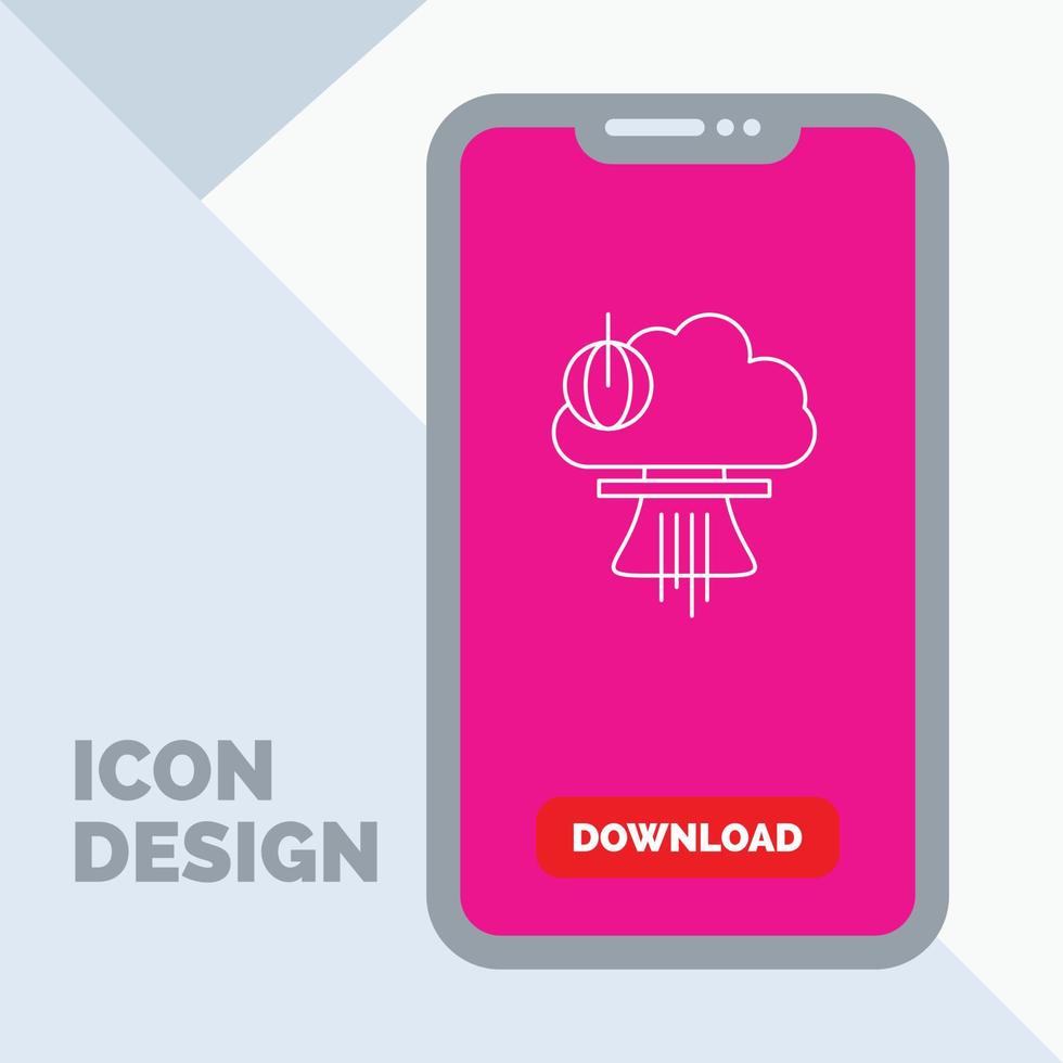 bombe. explosion. nucléaire. spécial. icône de ligne de guerre sur mobile pour la page de téléchargement vecteur
