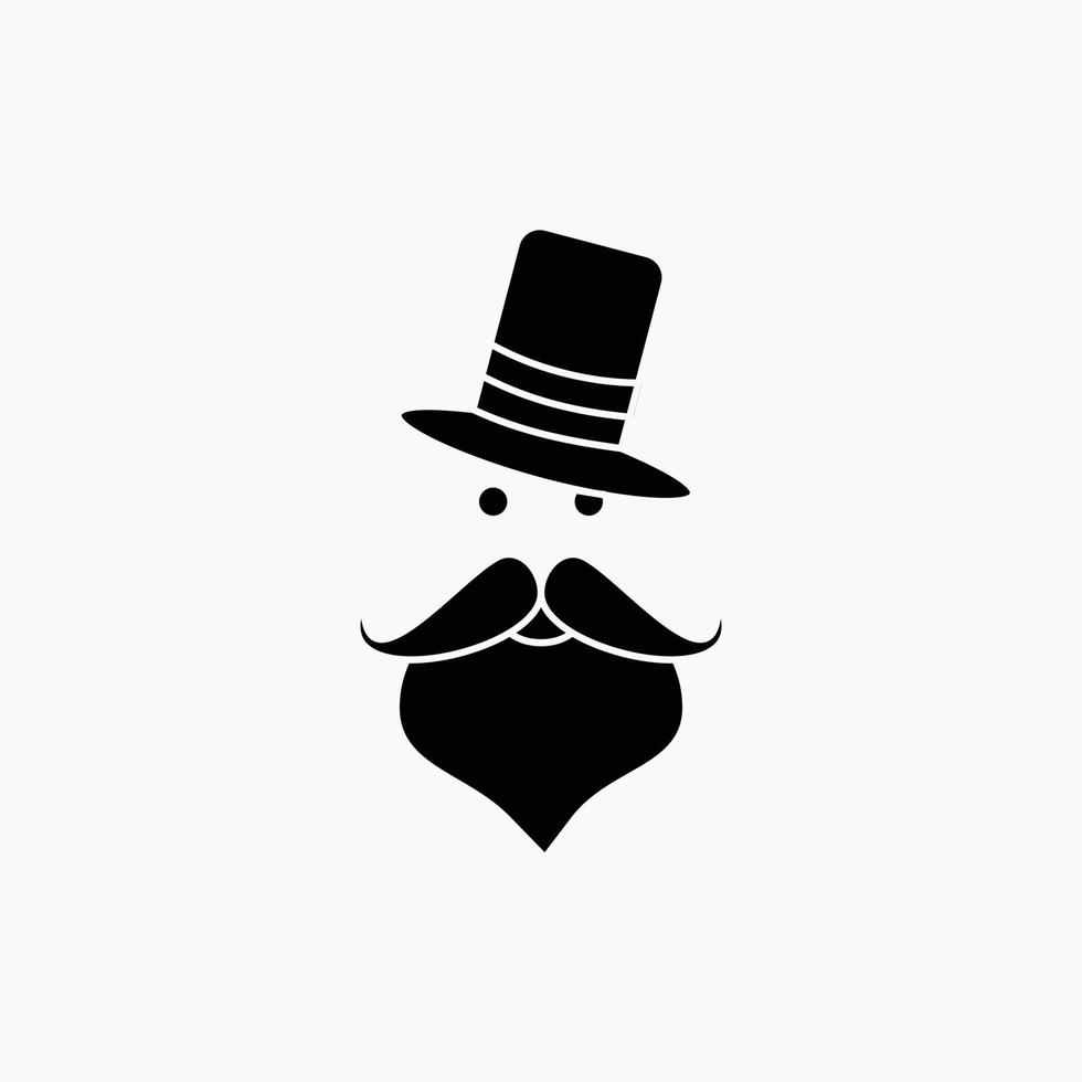 moustache. branché. movember. Père Noël. icône de glyphe de chapeau. illustration vectorielle isolée vecteur