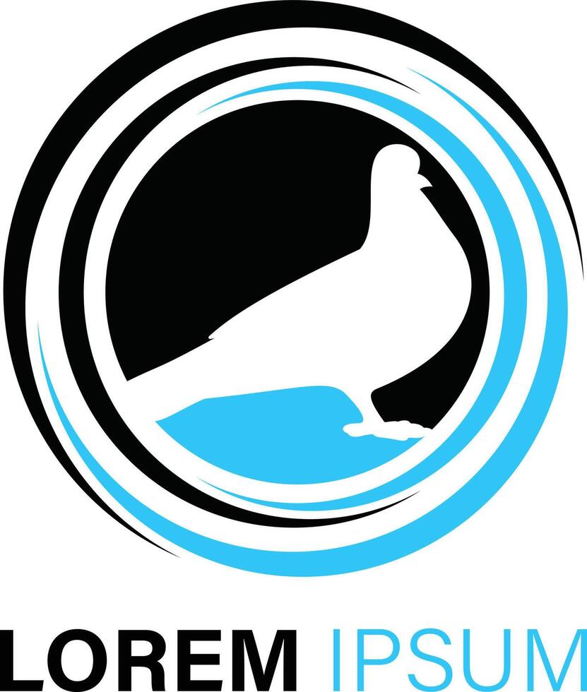 modèle de vecteur d'oiseau de conception de logo créatif, icône d'entreprises. symbole de conception de logo vectoriel pigeon.