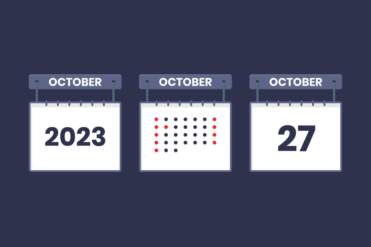 Conception du calendrier 2023 icône du 27 octobre. Calendrier du 27 octobre, rendez-vous, concept de date importante. vecteur