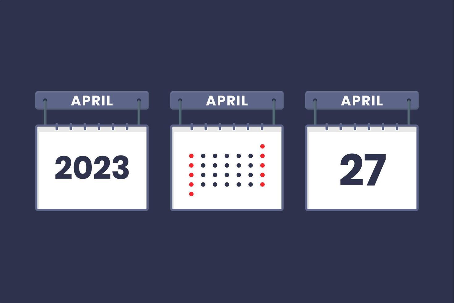 Conception du calendrier 2023 icône du 27 avril. Calendrier du 27 avril, rendez-vous, concept de date importante. vecteur