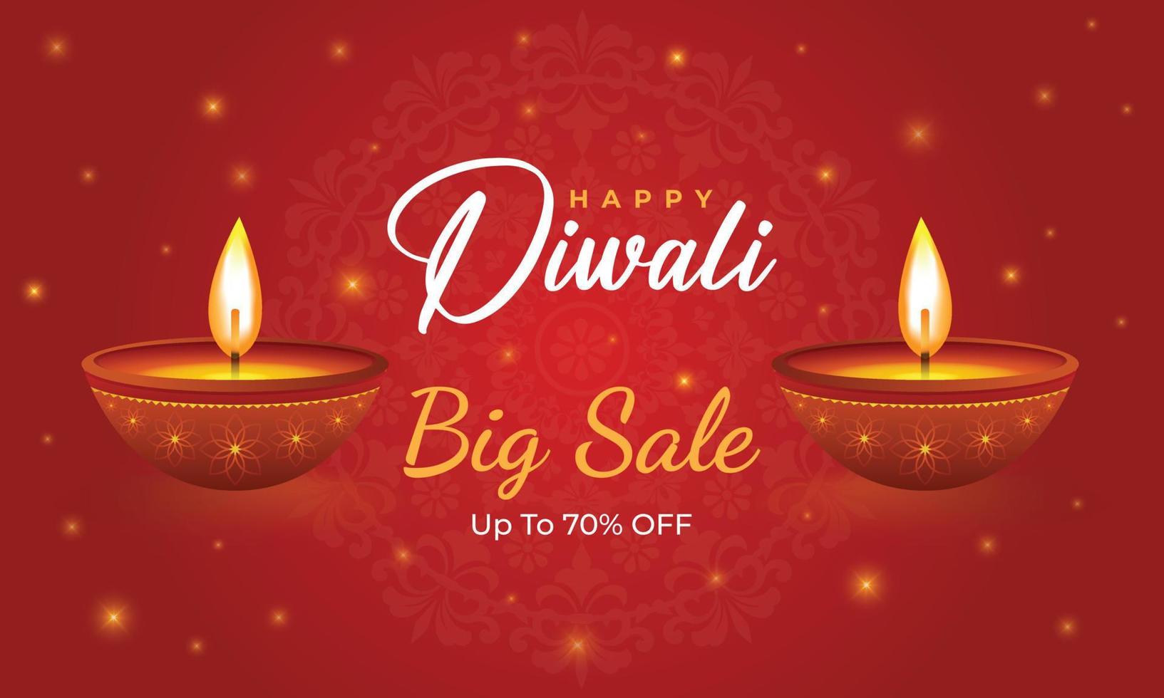 conception de bannière d'affiche de médias sociaux happy diwali festival avec diya vecteur