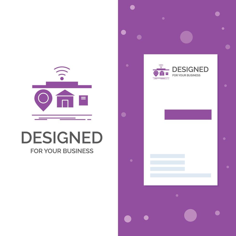logo d'entreprise pour iot. gadgets. l'Internet. de. des choses. modèle de carte de visite verticale violette. illustration vectorielle de fond créatif vecteur