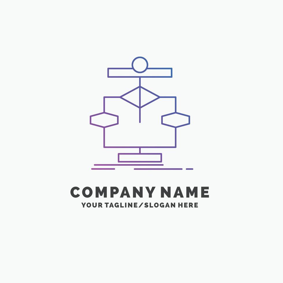 algorithme. graphique. Les données. diagramme. modèle de logo d'entreprise de flux violet. place pour le slogan vecteur