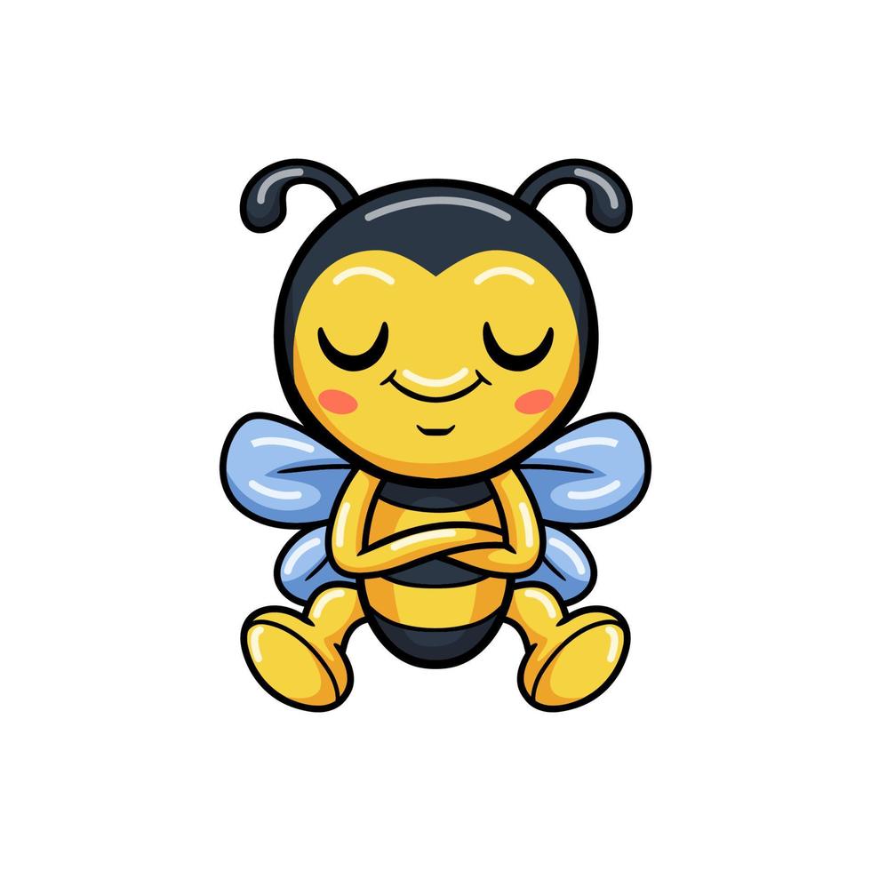 mignon petit dessin animé d'abeille assis vecteur