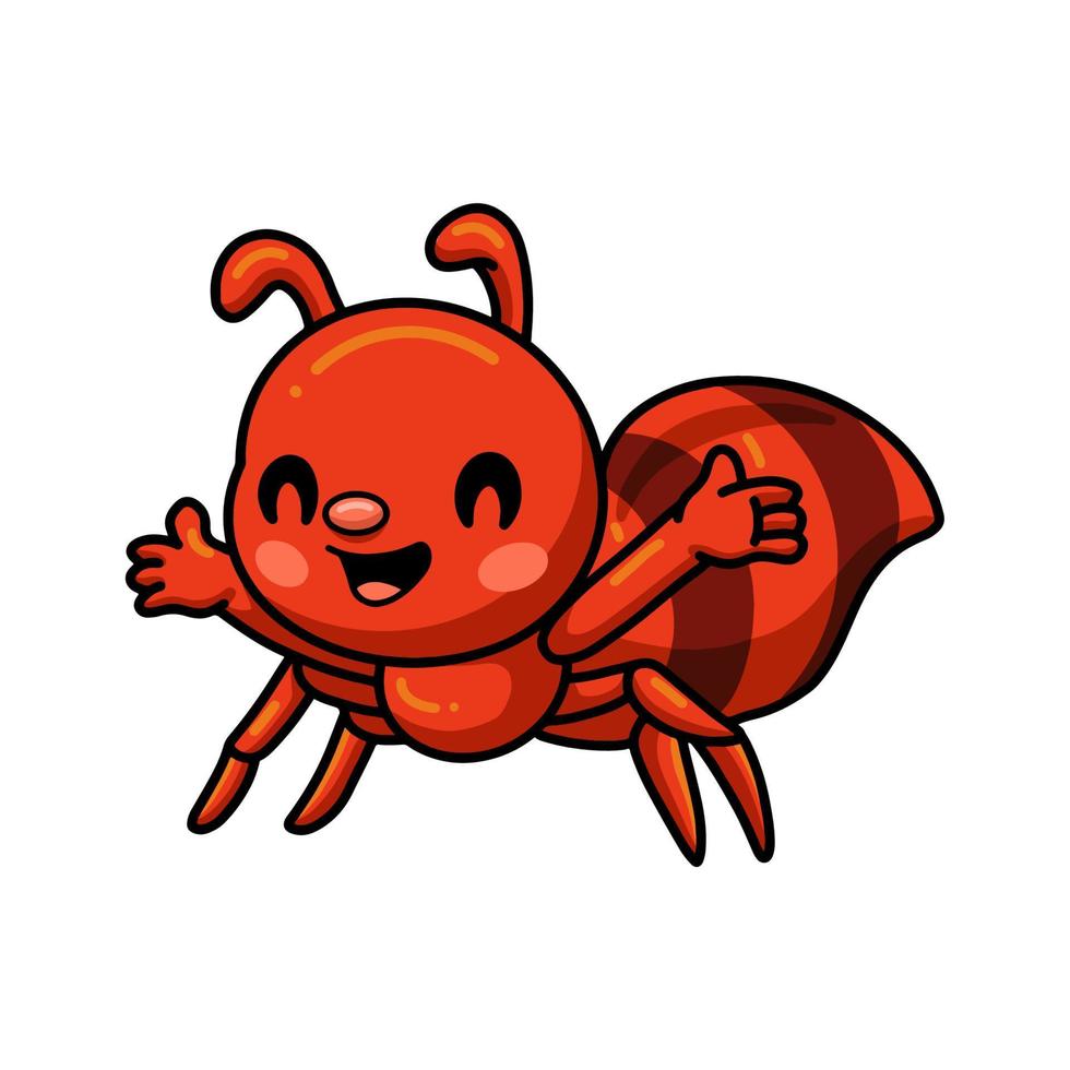 mignon petit dessin animé de fourmi rouge vecteur