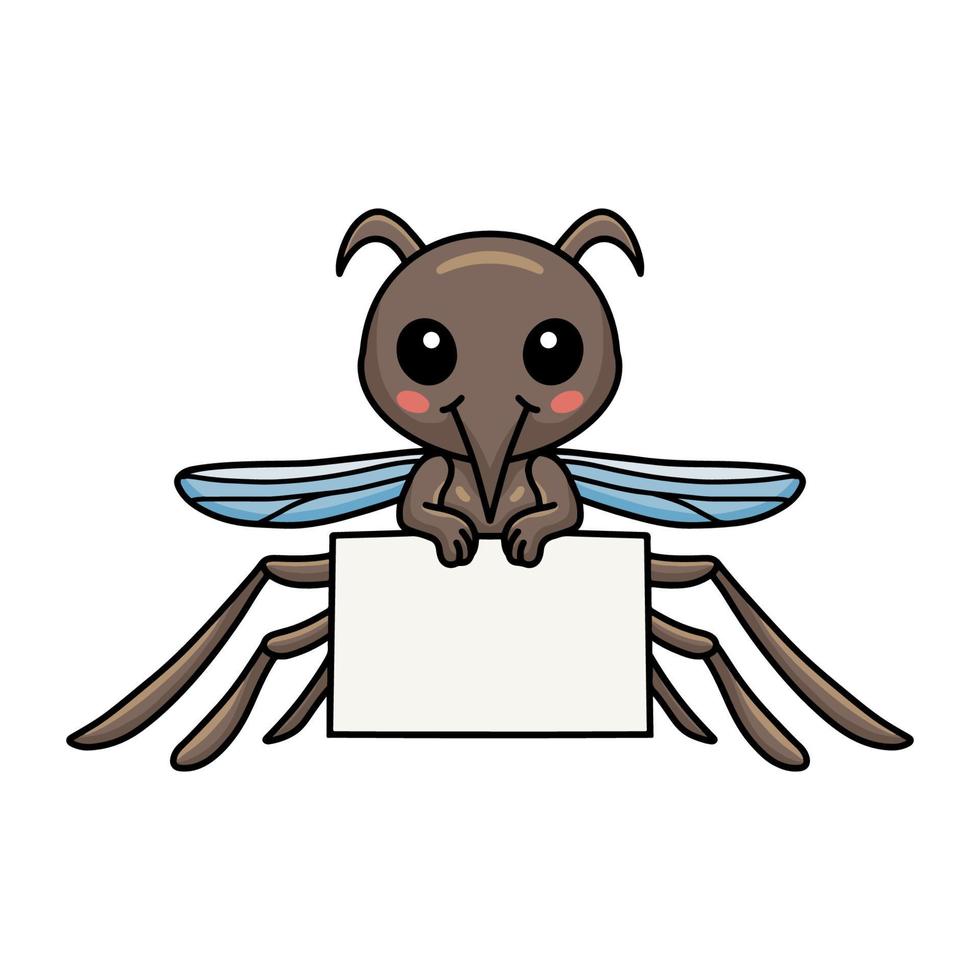 mignon petit dessin animé de moustique avec signe vierge vecteur