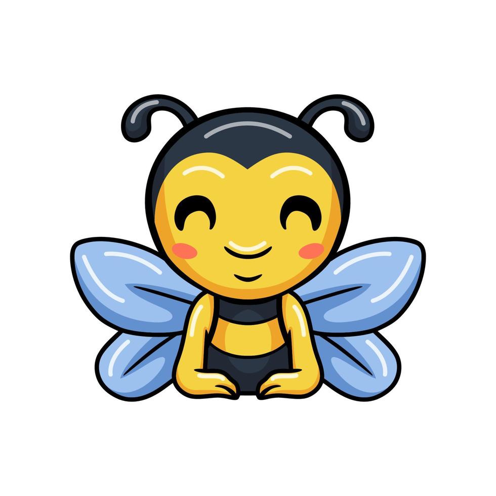 mignon petit dessin animé d'abeille fixant vecteur