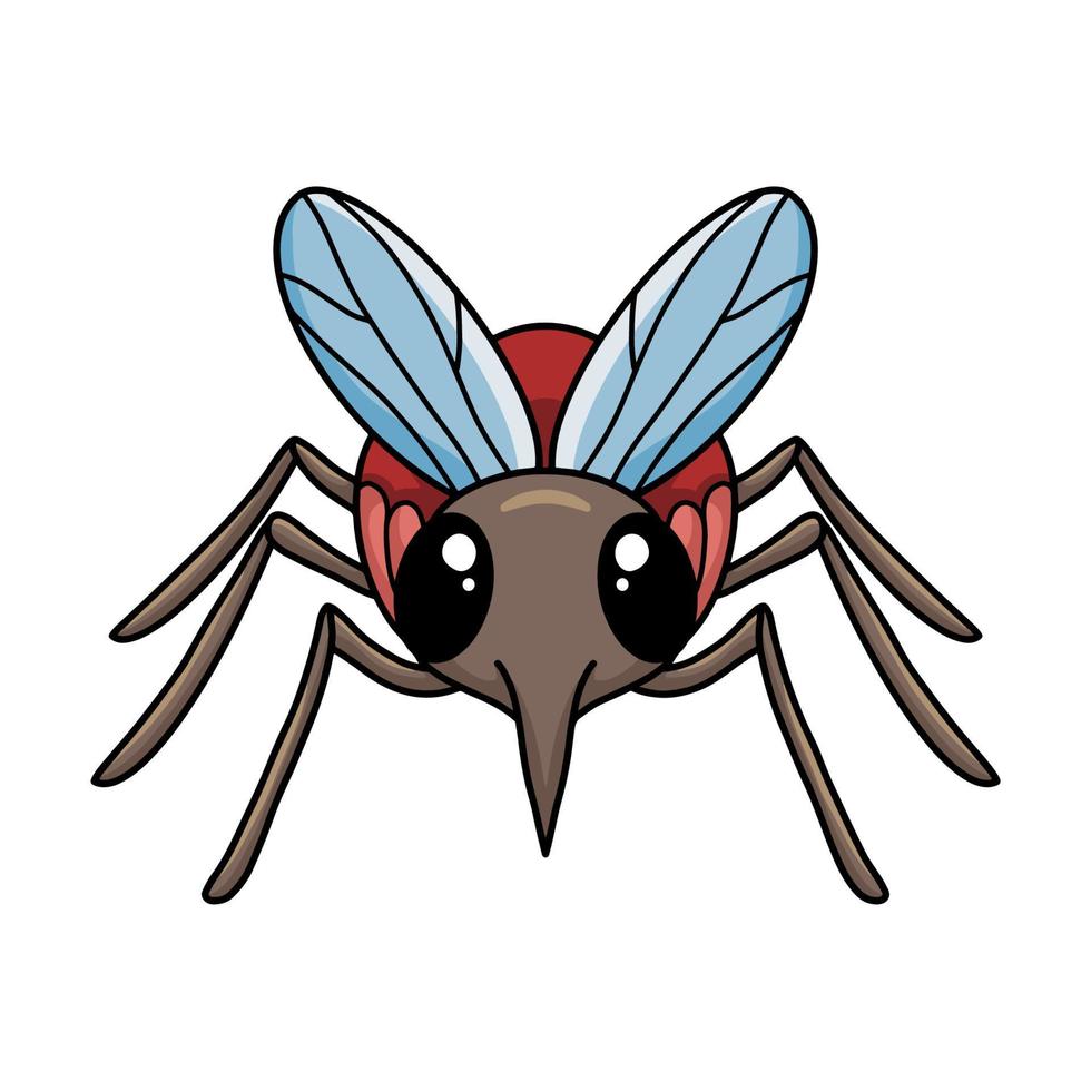 mignon petit dessin animé de moustique posant vecteur