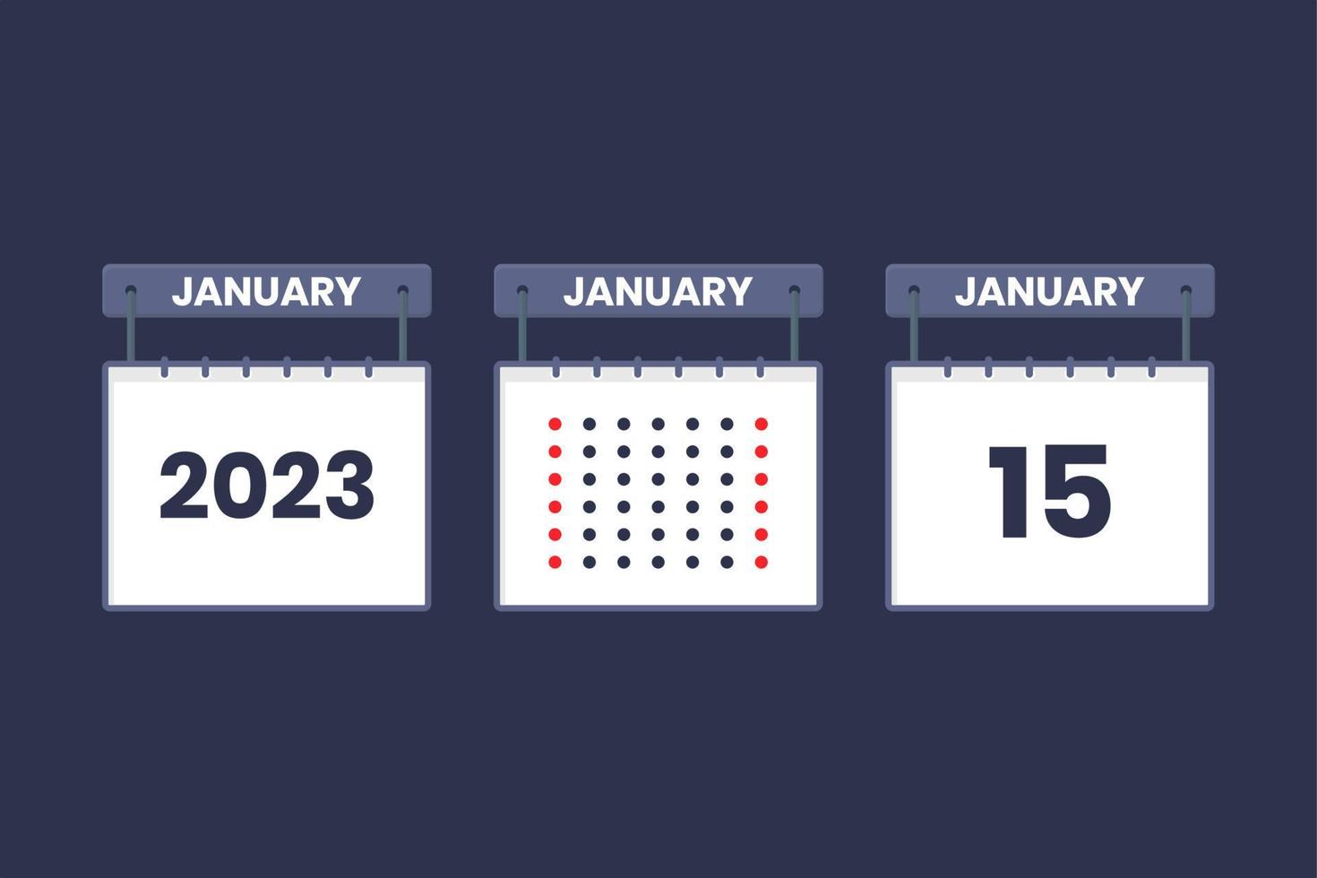 Conception du calendrier 2023 icône du 15 janvier. Calendrier du 15 janvier, rendez-vous, concept de date importante. vecteur