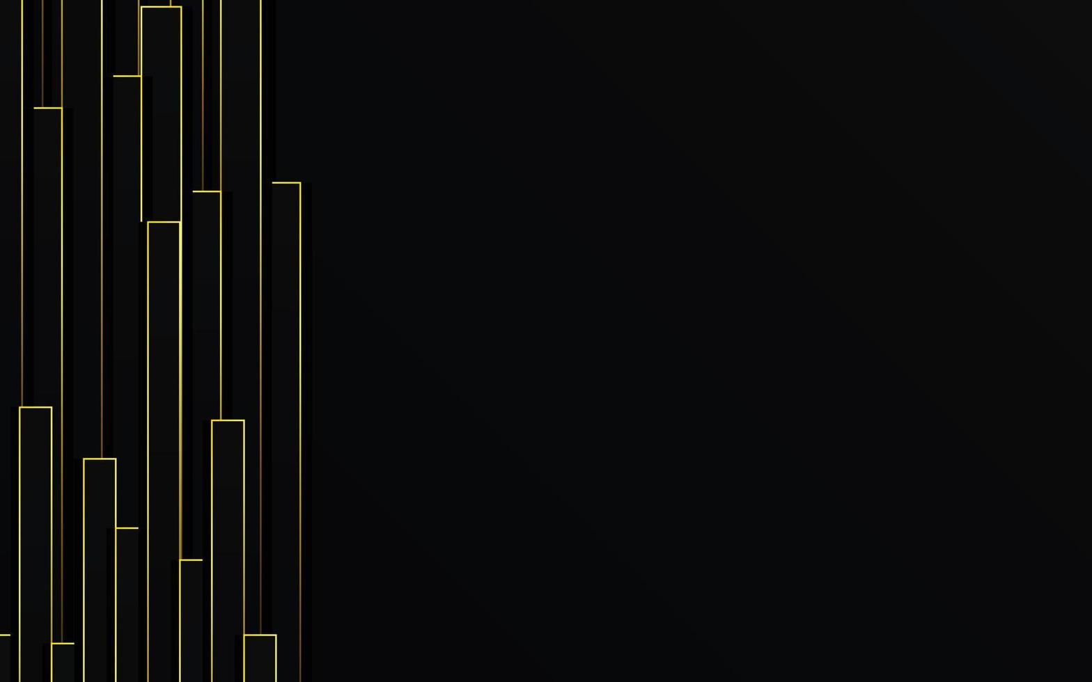 lignes de lumière dorées abstraites zoom sur la vitesse du tuyau sur la technologie de fond noir vecteur
