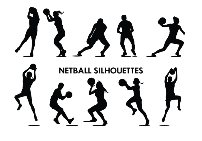 Vecteur de silhouettes de joueur de netball
