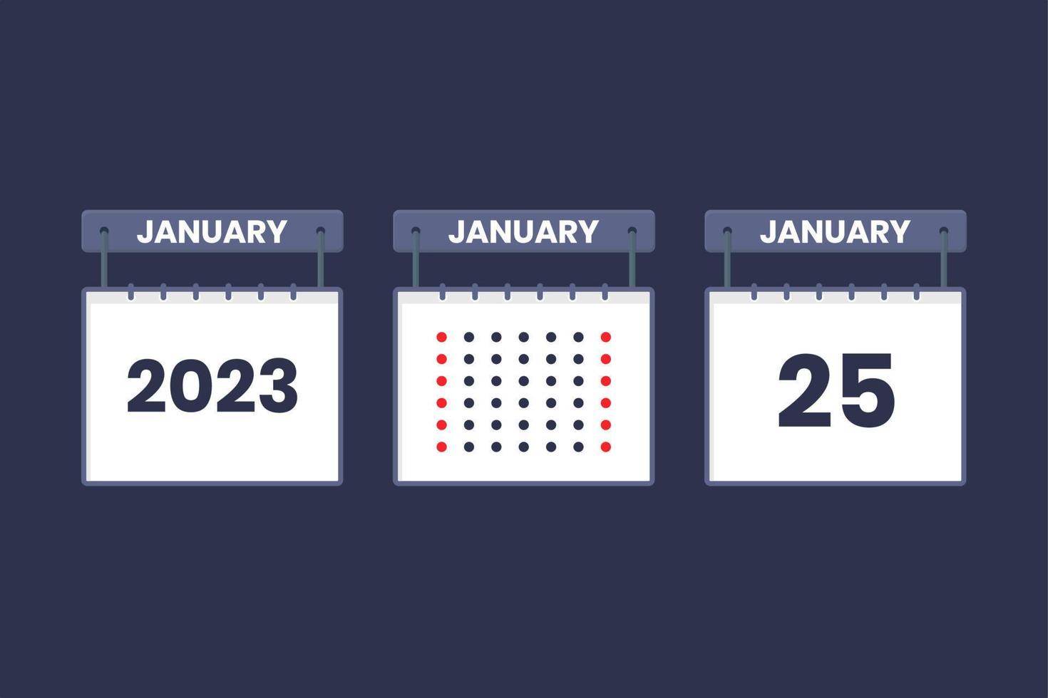 Conception du calendrier 2023 icône du 25 janvier. Calendrier du 25 janvier, rendez-vous, concept de date importante. vecteur