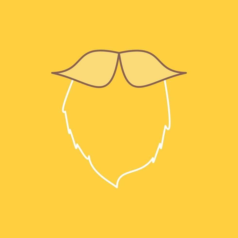moustache. branché. movember. porté. icône remplie de ligne plate hommes. beau bouton logo sur fond jaune pour ui et ux. site web ou application mobile vecteur