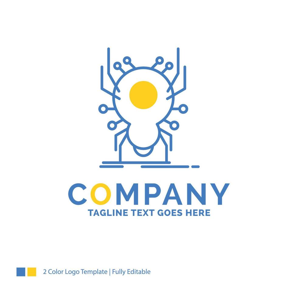 punaise. insecte. araignée. virus. modèle de logo d'entreprise jaune bleu app. lieu de modèle de conception créative pour le slogan. vecteur