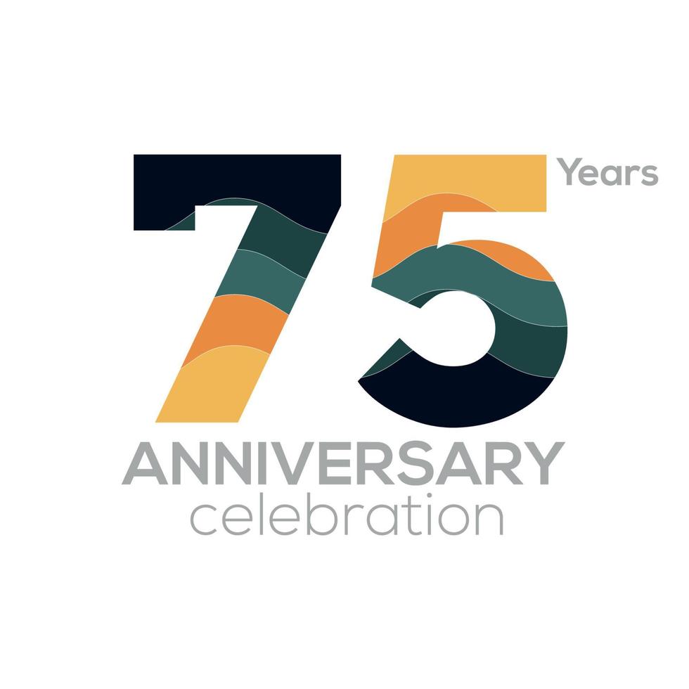 Création de logo du 75e anniversaire, modèle vectoriel d'icône numéro 75. palettes de couleurs minimalistes