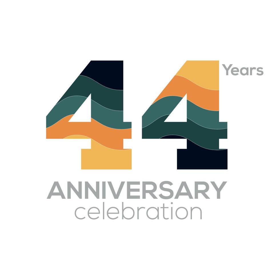 Création de logo du 44e anniversaire, modèle vectoriel d'icône numéro 44. palettes de couleurs minimalistes
