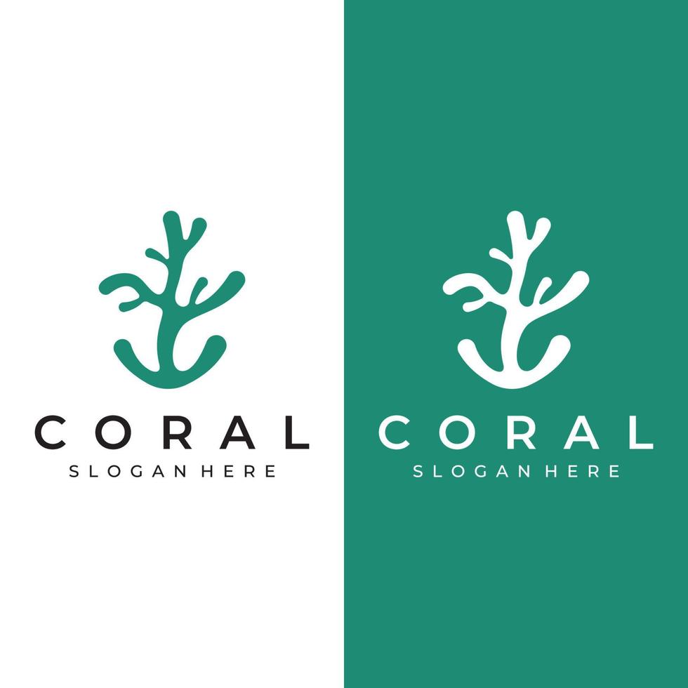belle conception créative de logo de récif de corail naturel sous-marin coloré. récifs coralliens pour l'habitat du poisson. vecteur