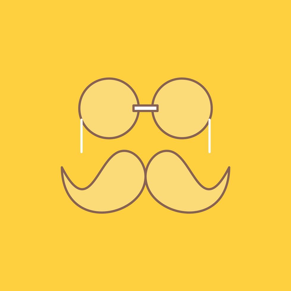 moustache. branché. movember. lunettes. icône remplie de ligne plate hommes. beau bouton logo sur fond jaune pour ui et ux. site web ou application mobile vecteur